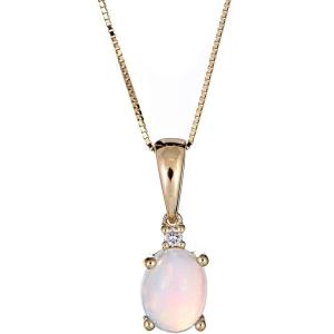 imageGin ampamp Grace 10K Yellow Gold Natural Opal Diamond SI1 Pendant for Women