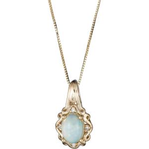 imageGin ampamp Grace 10K Yellow Gold Natural Opal Natural Diamond I1I2 Pendant Necklace with Gold Chain for Women Jewelry Gifts