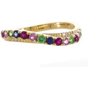 imageGin ampamp Grace 18K Yellow Gold Genuine Multi Precious ampamp SemiPrecious Stone Diamond SI1 Statement Ring Size 7 for Women Jewelry Gifts