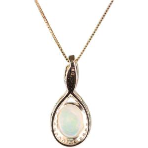 imageGin ampamp Grace Valentines Jewelry 10K Yellow Gold Natural Australian Opal Diamond I1I2 Pendant Necklace for Women
