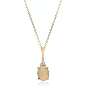 imageGin ampamp Grace Valentines Jewelry 10K Yellow Gold Natural Opal ampamp Diamond I1I2 Pendant for Women