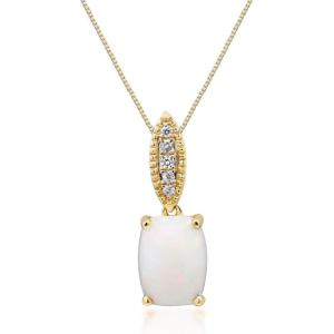 imageGin ampamp Grace womens 14K Yellow Gold Natural Ethiopian Opal Pendant With Diamonds  Ethically Authentically ampamp Organically Sourced CushionCut Shaped Opal HandCrafted Jewelry Necklaces TW3420PEO