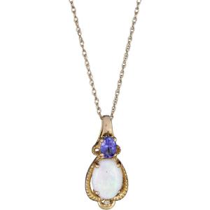 imageGin and Grace 10K Yellow Gold Natural Australian Opal Pendant with Diamonds for women  Ethically authentically ampamp organically sourced Oval shaped opal handcrafted jewelry for her