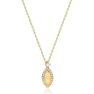 imageGin and Grace 10K Yellow Gold Natural Ethiopian Opal Pendant with Diamonds for women  Ethically authentically ampamp organically sourced Marquise shaped opal handcrafted jewelry for her