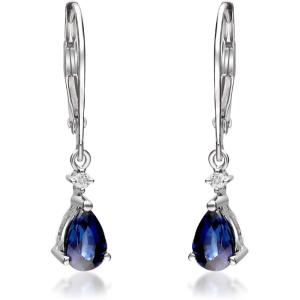 imageGin ampamp Grace 14K White Gold Natural Blue Sapphire Diamond I1I2 Earring for Women