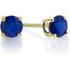 imageGin ampamp Grace 10K Yellow Gold Genuine Indian Blue Sapphire Diamond SI1 Stud Earring for Women