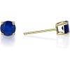 imageGin ampamp Grace 10K Yellow Gold Genuine Indian Blue Sapphire Diamond SI1 Stud Earring for Women