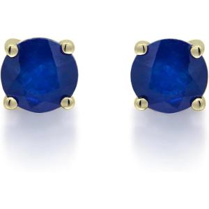 imageGin ampamp Grace 10K Yellow Gold Genuine Indian Blue Sapphire Diamond SI1 Stud Earring for Women