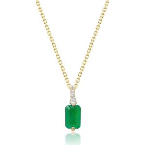 imageGin ampamp Grace 10K Yellow Gold Natural Zambian Emerald Pendant With Natural Diamonds For Women Ethically Authentically ampamp Organically Sourced EmeraldCut Emerald HandCrafted Jewelry For Her