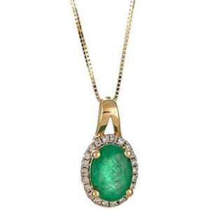 imageGin ampamp Grace 14K Yellow Gold Natural Zambian Emerald Pendant with natural Diamonds for Women Holiday Gifts  Ethically Authentically ampamp Organically Sourced OvalCut Emerald handcrafted Jewelry Gifts For Her Holiday Season Gifts