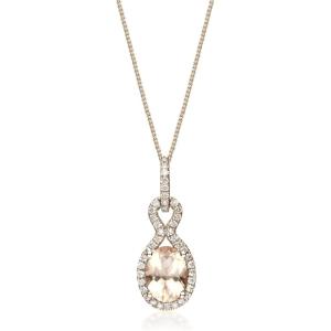 imageGin and Grace 10K Rose Gold Genuine Morganite Diamond Pendants with Chain for Women  Ethically Authentically ampamp Organically Sourced Ovalcut shaped Morganite handcrafted Jewelry Gifts For Her Holiday Season Gifts