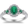 imageGin ampamp Grace 14K White Gold Natural Zambian Emerald Ring with Natural Diamonds for women  Ethically authentically ampamp organically sourced OvalCut Emerald handcrafted jewelry for her