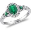 imageGin ampamp Grace 14K White Gold Natural Zambian Emerald Ring with Natural Diamonds for women  Ethically authentically ampamp organically sourced OvalCut Emerald handcrafted jewelry for her