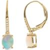 imageGin ampamp Grace 14K Yellow Gold Natural Ethiopian Opal Diamond I1I2 LeverBack Earring for Women Jewelry Gifts