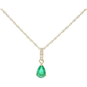 imageGin ampamp Grace 10K Yellow Gold Natural Zambian Emerald Pendant with natural Diamonds for Women Holiday Gifts  Ethically Authentically ampamp Organically Sourced Pearcut Emerald handcrafted Jewelry Gifts For Her Holiday Season Gifts