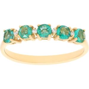 imageGin ampamp Grace 10K Yellow Gold Natural Zambian Emerald Ring with Natural Diamonds for women  Ethically authentically ampamp organically sourced RoundCut Emerald handcrafted jewelry for her  Emerald Ring for women