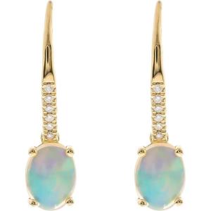imageGin ampamp Grace 14K Yellow Gold Natural Ethiopian Opal Diamond I1I2 LeverBack Earring for Women Jewelry Gifts