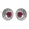 imageGin ampamp Grace 14K White Gold Mozambique Genuine Ruby Earrings with Diamonds for women  Ethically authentically ampamp organically sourced Roundcut shaped Ruby handcrafted jewelry for her  Ruby Earrings for women