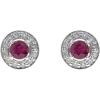 imageGin ampamp Grace 14K White Gold Mozambique Genuine Ruby Earrings with Diamonds for women  Ethically authentically ampamp organically sourced Roundcut shaped Ruby handcrafted jewelry for her  Ruby Earrings for women