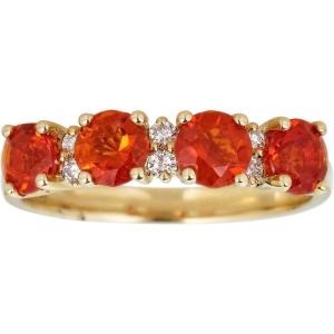 imageGin and Grace 14K Yellow Gold Natural Mexican Fire Opal Ring with Diamonds for women  Ethically authentically ampamp organically sourced Roundcut shaped opal handcrafted jewelry for her