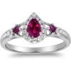 imageGin ampamp Grace 14K White Gold Mozambique Genuine Ruby Ring with Diamonds for women  Ethically authentically ampamp organically sourced Pearcut shaped Ruby handcrafted jewelry for her  Ruby Ring for women