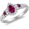 imageGin ampamp Grace 14K White Gold Mozambique Genuine Ruby Ring with Diamonds for women  Ethically authentically ampamp organically sourced Pearcut shaped Ruby handcrafted jewelry for her  Ruby Ring for women
