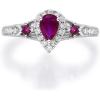 imageGin ampamp Grace 14K White Gold Mozambique Genuine Ruby Ring with Diamonds for women  Ethically authentically ampamp organically sourced Pearcut shaped Ruby handcrafted jewelry for her  Ruby Ring for women