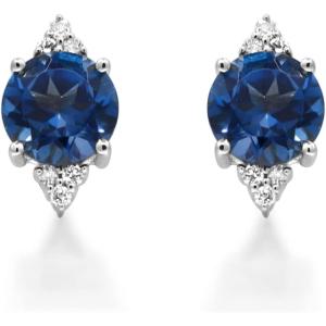 imageGin ampamp Grace 10K White Gold Genuine London Blue Topaz Earrings with Diamonds for Women Holiday Gifts  Ethically Authentically ampamp Organically Sourced Round shaped London Blue Topaz handcrafted jewelry for her