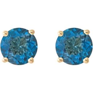 imageGin ampamp Grace 10K Yellow Gold Genuine London Blue Topaz Diamond SI1 Stud Earring for Women