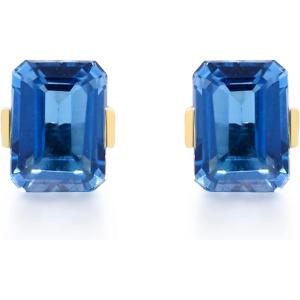 imageGin ampamp Grace 10K Yellow Gold Genuine London Blue Topaz Earrings for Women Holiday Gifts Ethically Authentically ampamp Organically Sourced Emerald shaped London Blue Topaz handcrafted jewelry for her