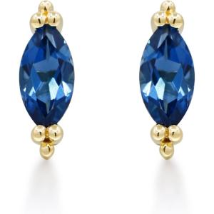 imageGin ampamp Grace 10K Yellow Gold Genuine London Blue Topaz Marquise Stud Earring for Women