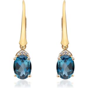imageGin ampamp Grace 14K Yellow Gold Natural London Blue Topaz Diamond I1I2 Earring for Women