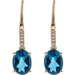 imageGin ampamp Grace womens 14K Yellow Gold Genuine Topaz Earrings With Diamonds  Ethically Authentically ampamp Organically Sourced OvalCut Shaped Topaz HandCrafted Jewelry LJ20781ELBT