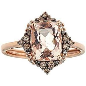 imageGin and Grace 14K Rose Gold Genuine Morganite Ring with Diamonds for women  Ethically authentically ampamp organically sourced Cushioncut shaped Morganite handcrafted jewelry for her  Morganite Ring for womenDiamond