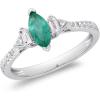 imageGin ampamp Grace 10K White Gold Natural Zambian Emerald Ring with Natural Diamonds for women  Ethically authentically ampamp organically sourced MarquiseCut Emerald handcrafted jewelry for her