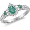 imageGin ampamp Grace 14K White Gold Natural Zambian Emerald Ring with Natural Diamonds for women  Ethically authentically ampamp organically sourced Pear SquareCut Emerald handcrafted jewelry for her