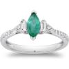 imageGin ampamp Grace 10K White Gold Natural Zambian Emerald Ring with Natural Diamonds for women  Ethically authentically ampamp organically sourced MarquiseCut Emerald handcrafted jewelry for her