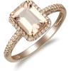 imageGin ampamp Grace 14K Rose Gold Genuine Morganite Ring with Diamonds for women  Ethically authentically ampamp organically sourced Emeraldcut shaped Morganite handcrafted jewelry for her  Morganite Ring for women