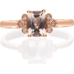 imageGin and Grace 14K Rose Gold Genuine Morganite Ring with Diamonds for women  Ethically authentically ampamp organically sourced Cushioncut shaped Morganite handcrafted jewelry for her  Morganite Ring for women