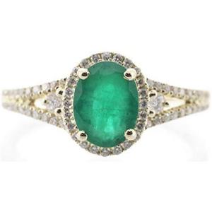 imageGin and Grace 10K Yellow Gold Natural Zambian Emerald Ring with Natural Diamonds for women  Ethically authentically ampamp organically sourced OvalCut Emerald handcrafted jewelry for her  Emerald Ring for women