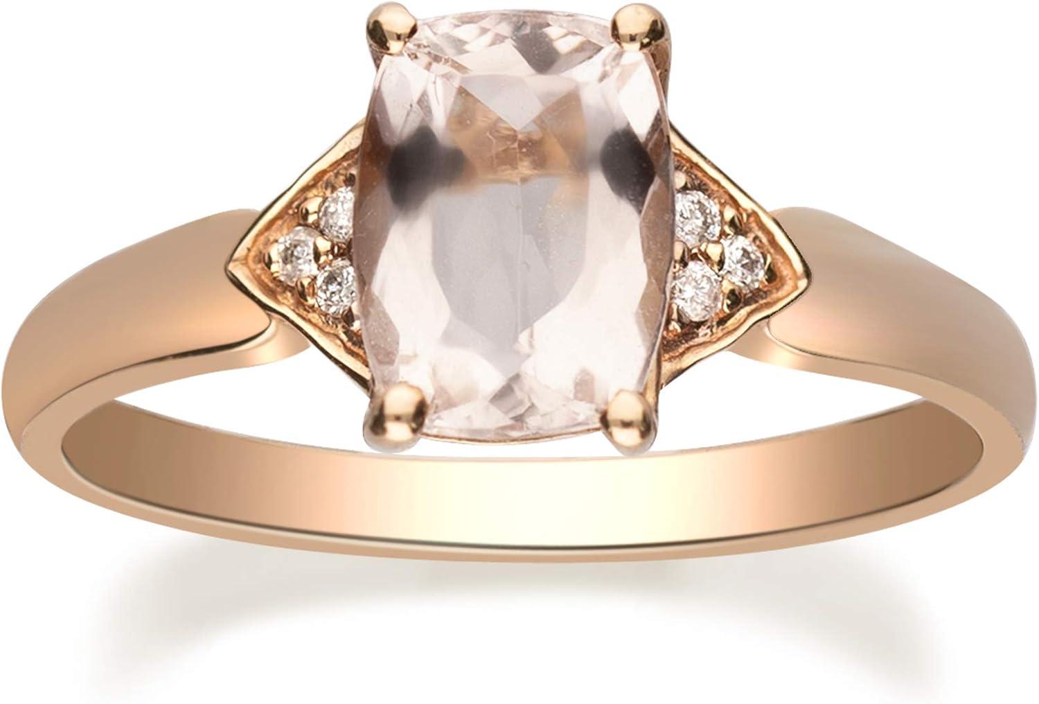 imageGin ampamp Grace 10K Rose Gold Genuine Morganite ampamp Natural Diamond Engagment Promise Propose Promise Ring for Women