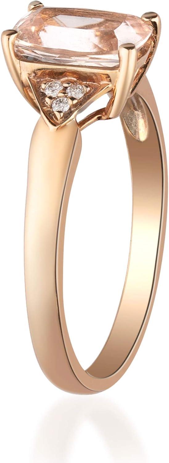 imageGin ampamp Grace 10K Rose Gold Genuine Morganite ampamp Natural Diamond Engagment Promise Propose Promise Ring for Women