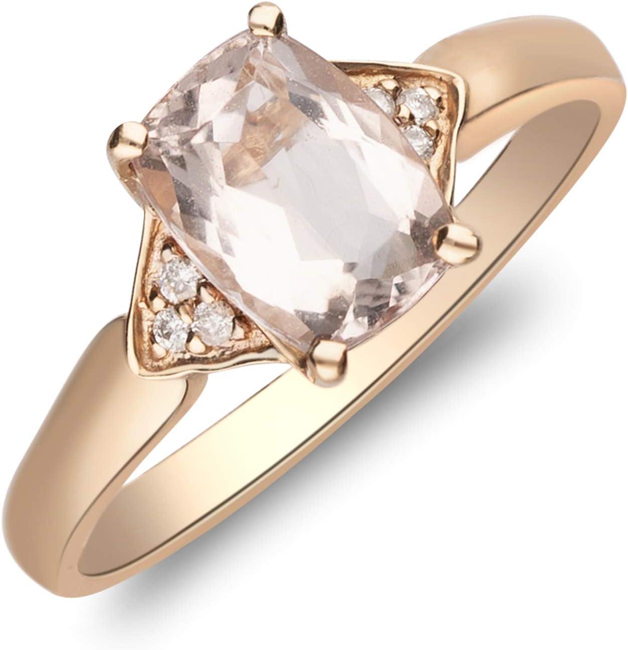 imageGin ampamp Grace 10K Rose Gold Genuine Morganite ampamp Natural Diamond Engagment Promise Propose Promise Ring for Women