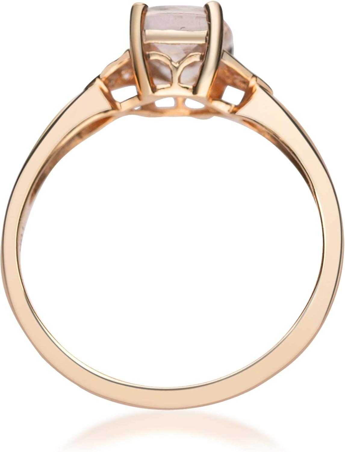 imageGin ampamp Grace 10K Rose Gold Genuine Morganite ampamp Natural Diamond Engagment Promise Propose Promise Ring for Women