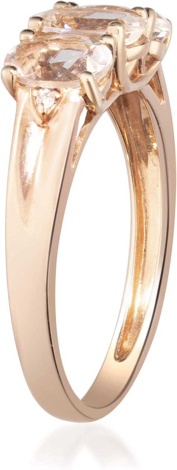 imageGin ampamp Grace 10K Rose Gold Pink Natural Morganite Diamond 3 Stone Engagement Promise Propose Promise Ring for Women