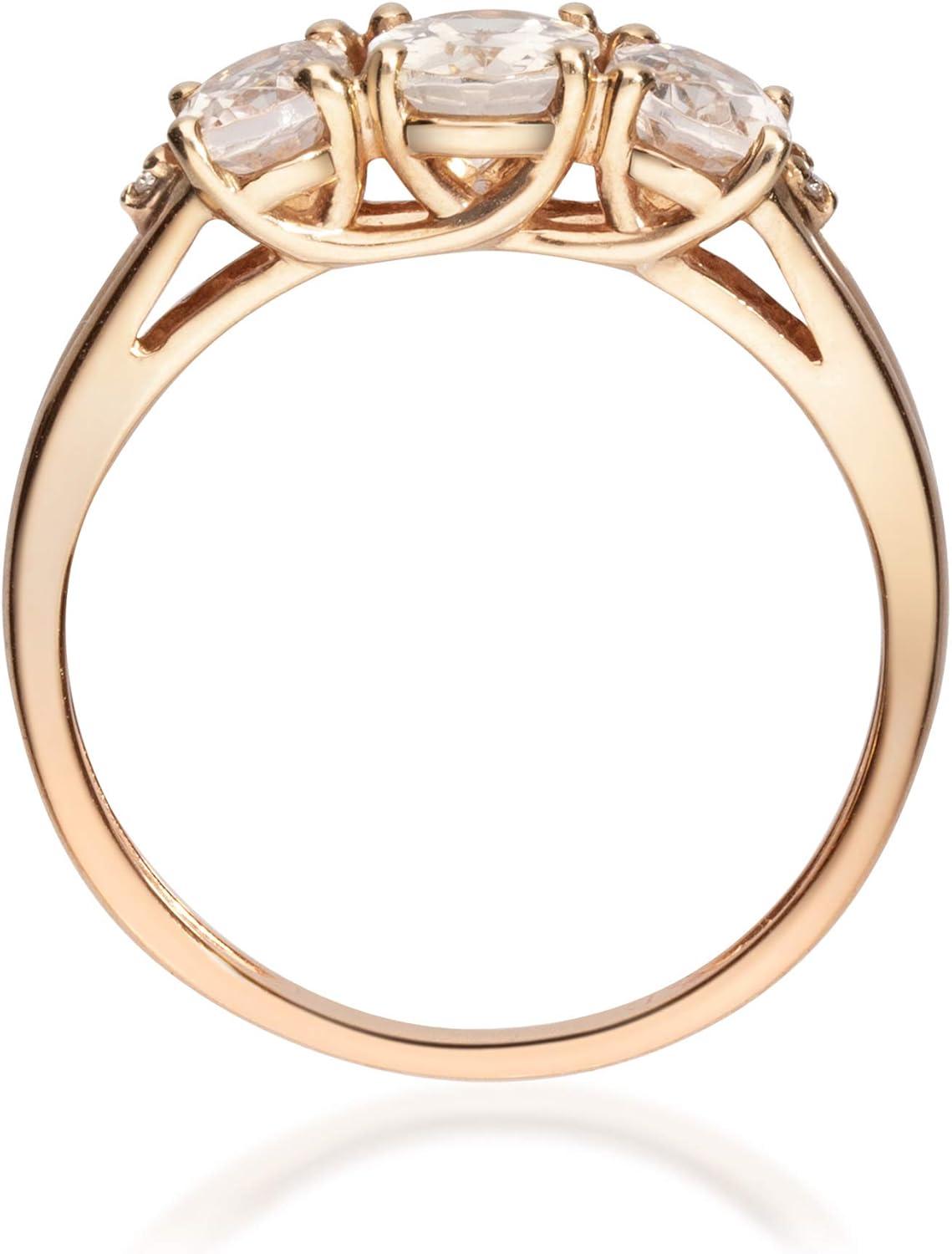 imageGin ampamp Grace 10K Rose Gold Pink Natural Morganite Diamond 3 Stone Engagement Promise Propose Promise Ring for Women