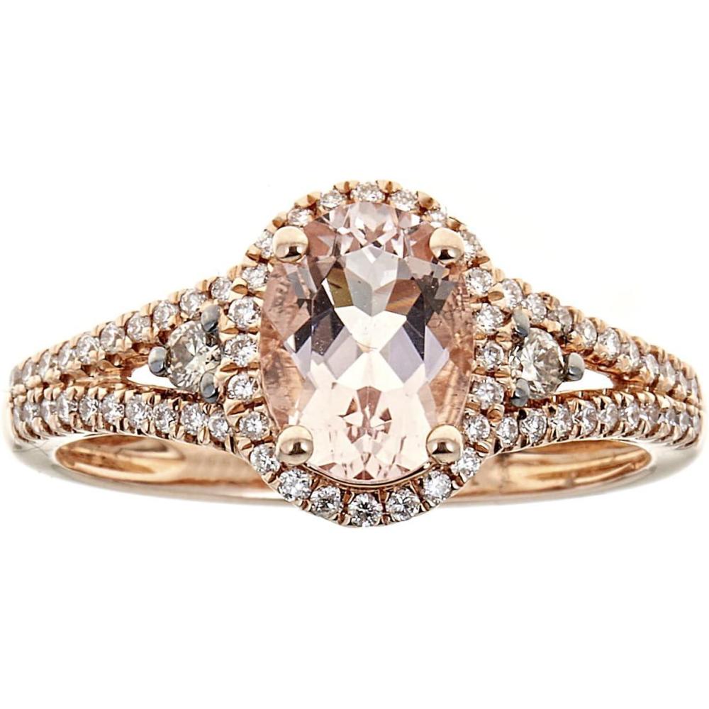 imageGin ampampGrace 14K Rose Gold Genuine Morganite Ring with Diamonds for women  Ethically authentically ampamp organically sourced Ovalcut shaped Morganite handcrafted jewelry for her  Morganite Ring for women