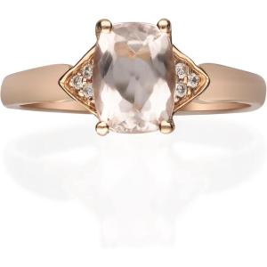 imageGin ampamp Grace 14K Rose Gold Natural Morganite Ring with Diamonds for women  Ethically authentically ampamp organically sourced Emeraldcut shaped Morganite handcrafted jewelry for her  Morganite Ring for women