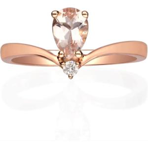 imageGin and Grace 10K Rose Gold Genuine Morganite Ring with Diamonds for women  Ethically authentically ampamp organically sourced Pearcut shaped Morganite handcrafted jewelry for her  Morganite Ring for women
