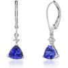 imageGin ampamp Grace 14K White Gold Mozambique Genuine Tanzanite Earrings with Diamonds for women  Ethically authentically ampamp organically sourced Trillioncut shaped Tanzanite handcrafted jewelry for her